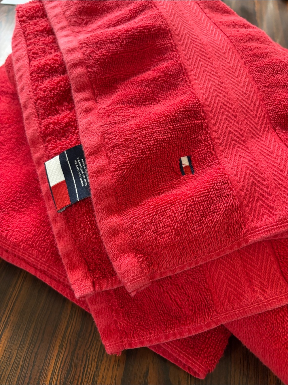 Tommy Hilfiger Red Luxury Bath Towel - Soft Absorbent Cotton